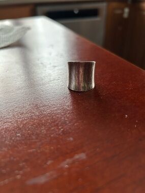 Brushed Metal Wide Band Ring - silver toned